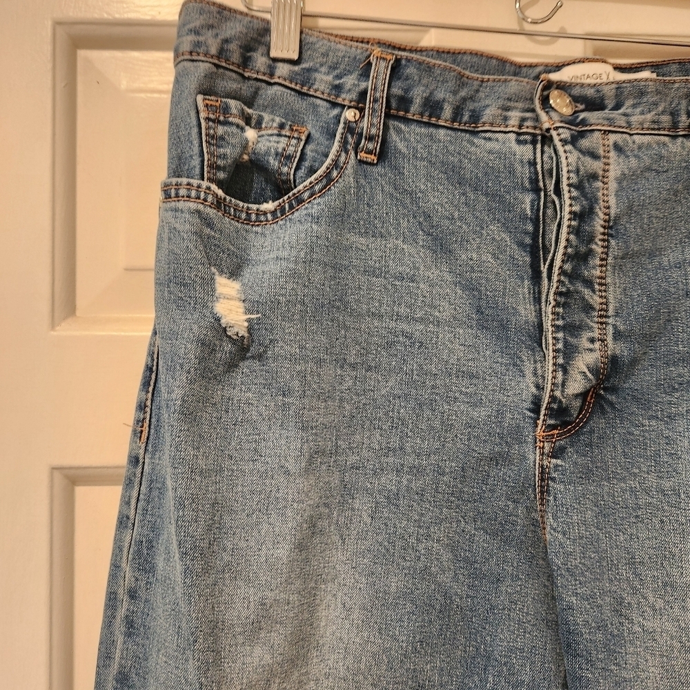 Vintage America Button Fly Jeans Women’s Size 32 Distressed Fringe Cuff Convert - Picture 13 of 16